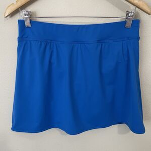 Lands End Womens 8 Swim Skirt Navy Blue Stretch Skort Bottoms Summer Beach